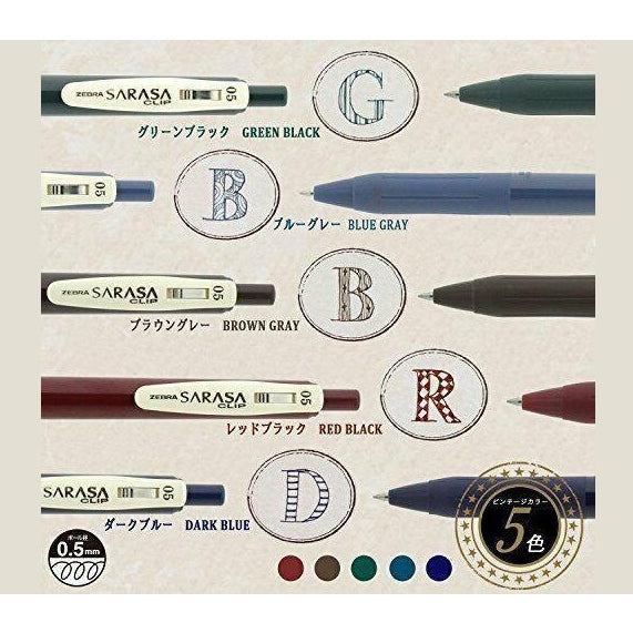 Zebra SARASA Clip 0.5mm Pen Vintage Nr. 1 Set