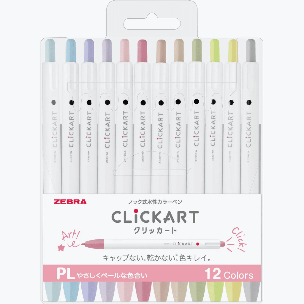 Zebra ZEBRA Clickart Non-Permanent Marker 12 Colour Set Pastel