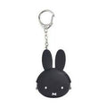 Black Miffy keychain pouch with silver chain on white background