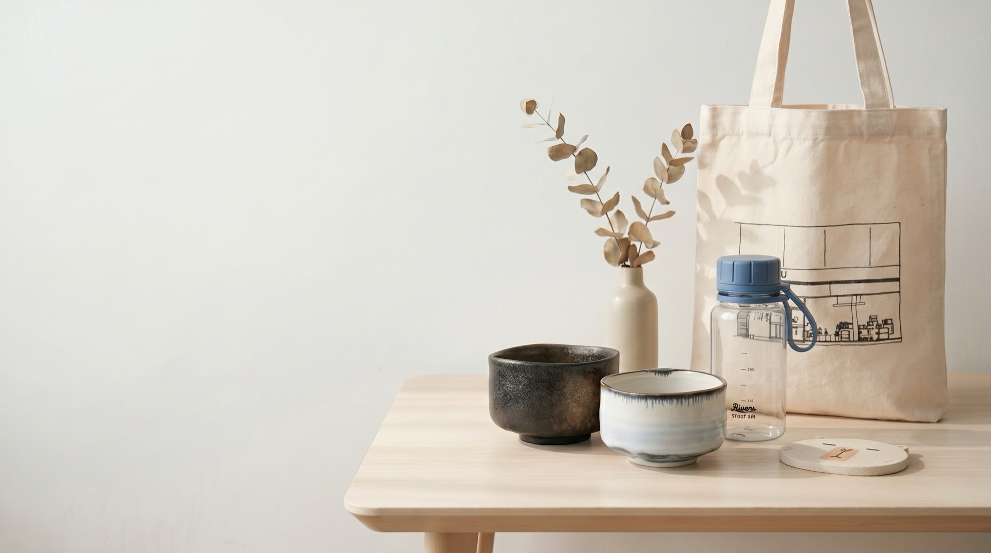 Minimaru kitchen and table homeware styled on a calm surface